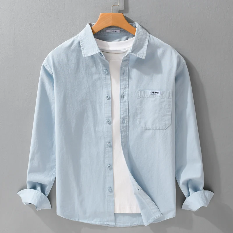 Herren Leichtes Baumwoll-Overshirt mit Brusttasche, Soft‑Touch und Relaxed-Schnitt Drune