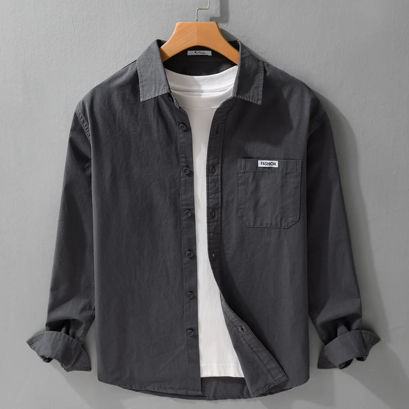 Herren Leichtes Baumwoll-Overshirt mit Brusttasche, Soft‑Touch und Relaxed-Schnitt Drune