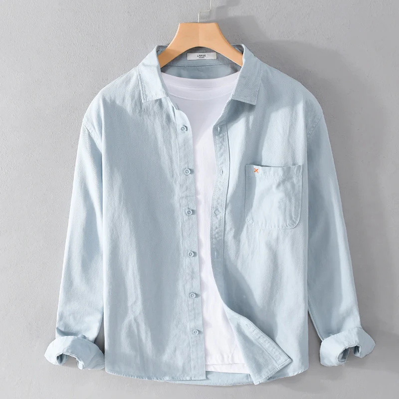 Herren Leichtes Baumwoll-Overshirt im Relaxed-Fit mit Brusttasche Drune