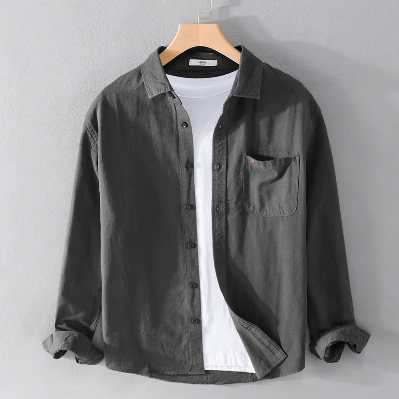 Herren Leichtes Baumwoll-Overshirt im Relaxed-Fit mit Brusttasche Drune