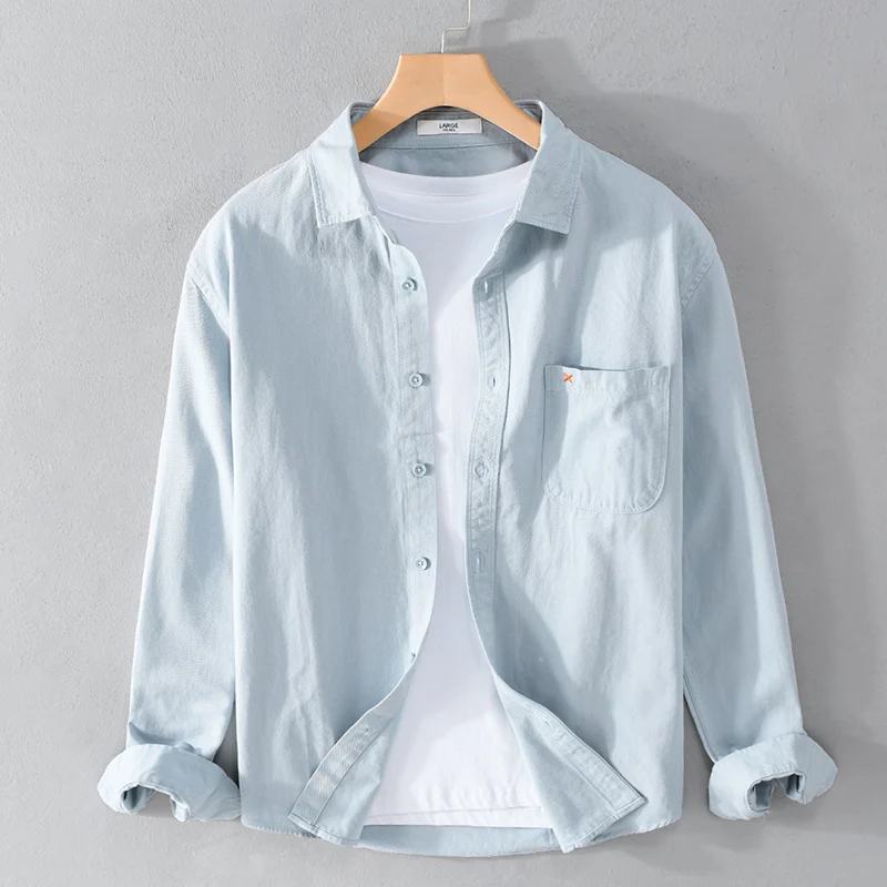 Herren Leichtes Baumwoll-Overshirt im Relaxed-Fit mit Brusttasche Drune