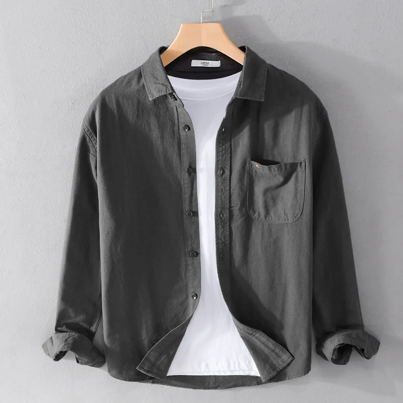 Herren Leichtes Baumwoll-Overshirt im Relaxed-Fit mit Brusttasche Drune