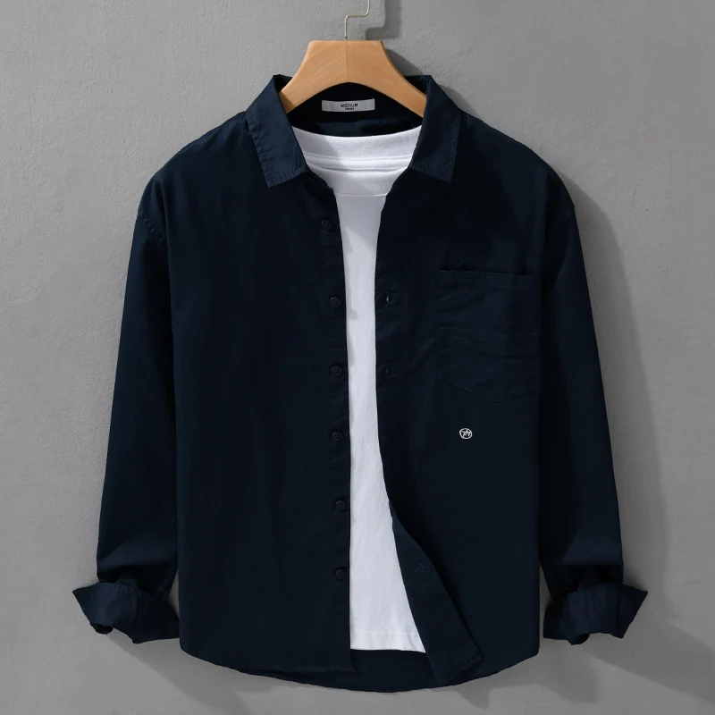 Herren Leichtes Baumwoll-Overshirt im Hemdjackenstil mit Kentkragen, aufgesetzter Brusttasche und Relaxed‑Fit Drune