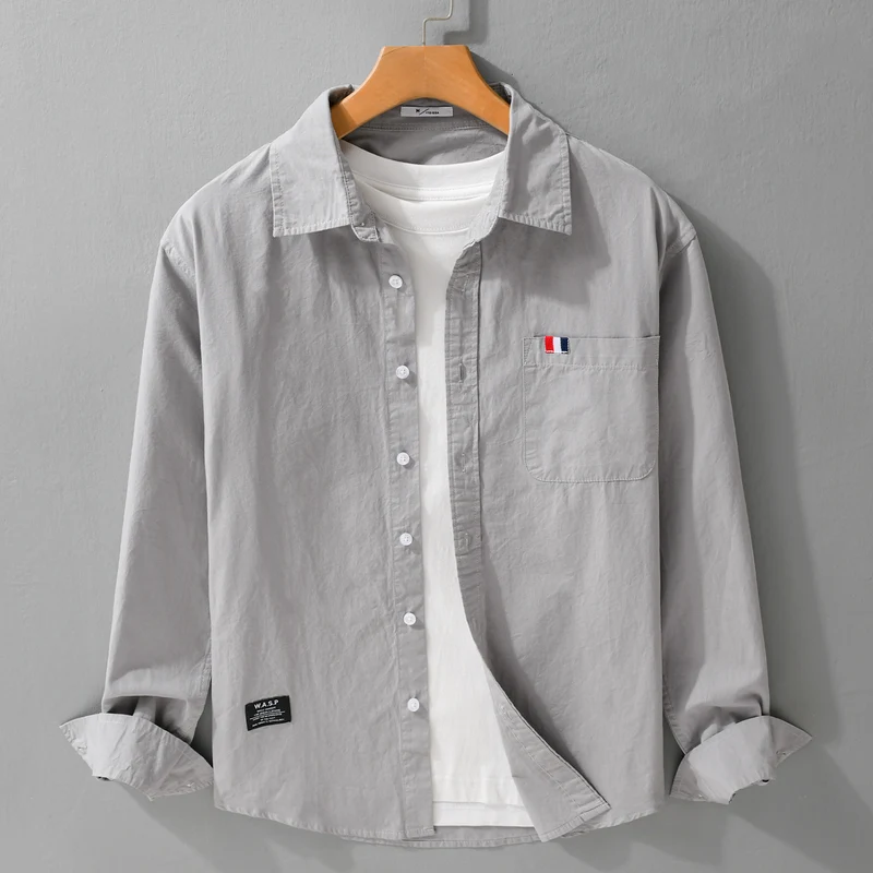 Herren Leichtes Baumwoll-Overshirt im Hemdjackenstil mit Brusttasche und Soft‑Touch Drune