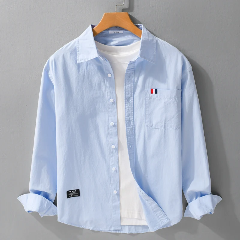 Herren Leichtes Baumwoll-Overshirt im Hemdjackenstil mit Brusttasche und Soft‑Touch Drune
