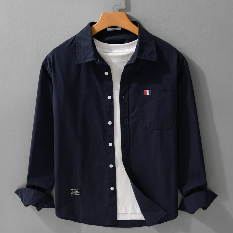 Herren Leichtes Baumwoll-Overshirt im Hemdjackenstil mit Brusttasche und Soft‑Touch Drune