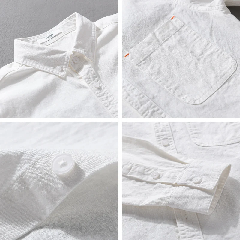 Herren Leichtes Baumwoll-Overshirt im Hemdjacken-Stil mit Brusttasche und Button-Down-Kragen Drune