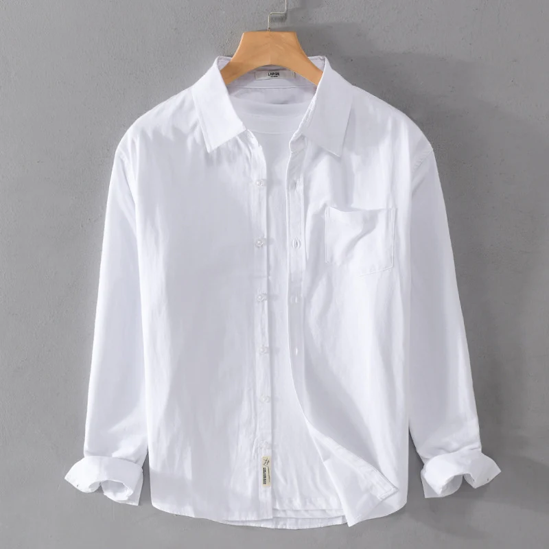 Herren Leichtes Baumwoll‑Leinen Overshirt mit Brusttasche und Relaxed‑Fit Drune