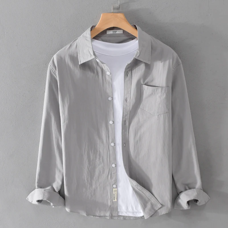 Herren Leichtes Baumwoll‑Leinen Overshirt mit Brusttasche und Relaxed‑Fit Drune
