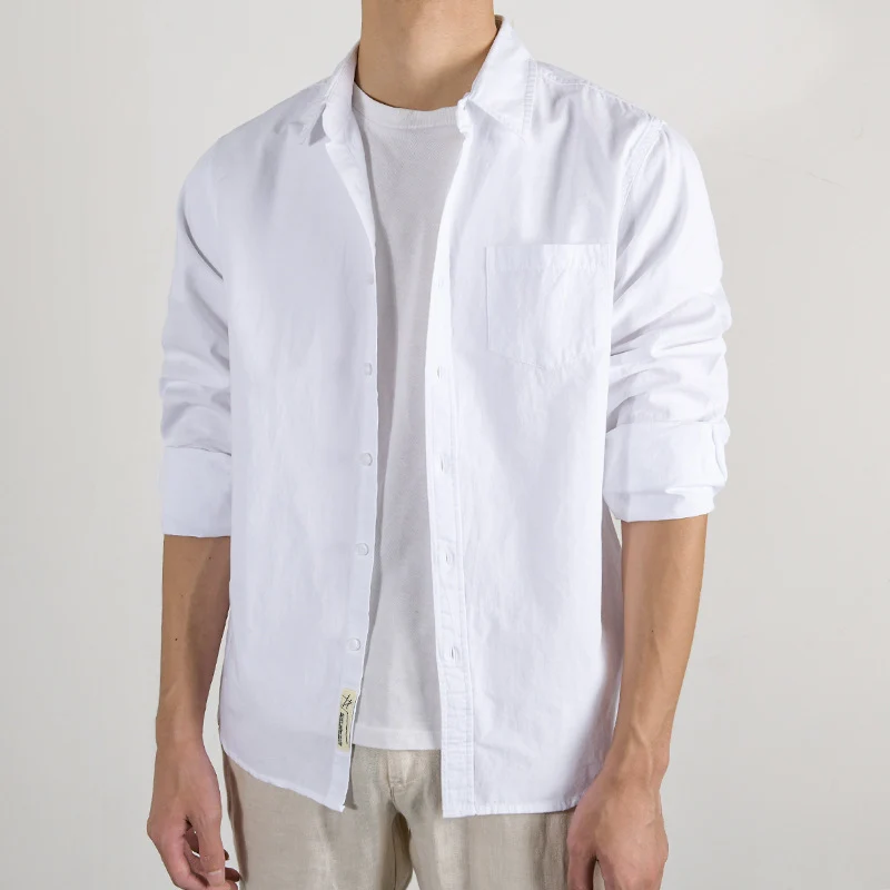 Herren Leichtes Baumwoll‑Leinen Overshirt mit Brusttasche und Relaxed‑Fit Drune