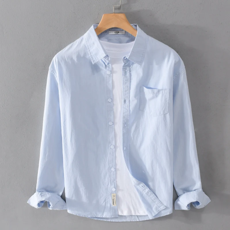 Herren Leichtes Baumwoll‑Leinen Overshirt mit Brusttasche und Relaxed‑Fit Drune