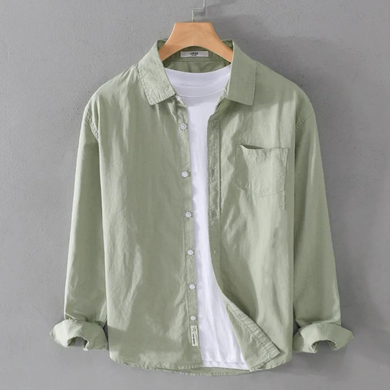Herren Leichtes Baumwoll‑Leinen Overshirt mit Brusttasche und Relaxed‑Fit Drune