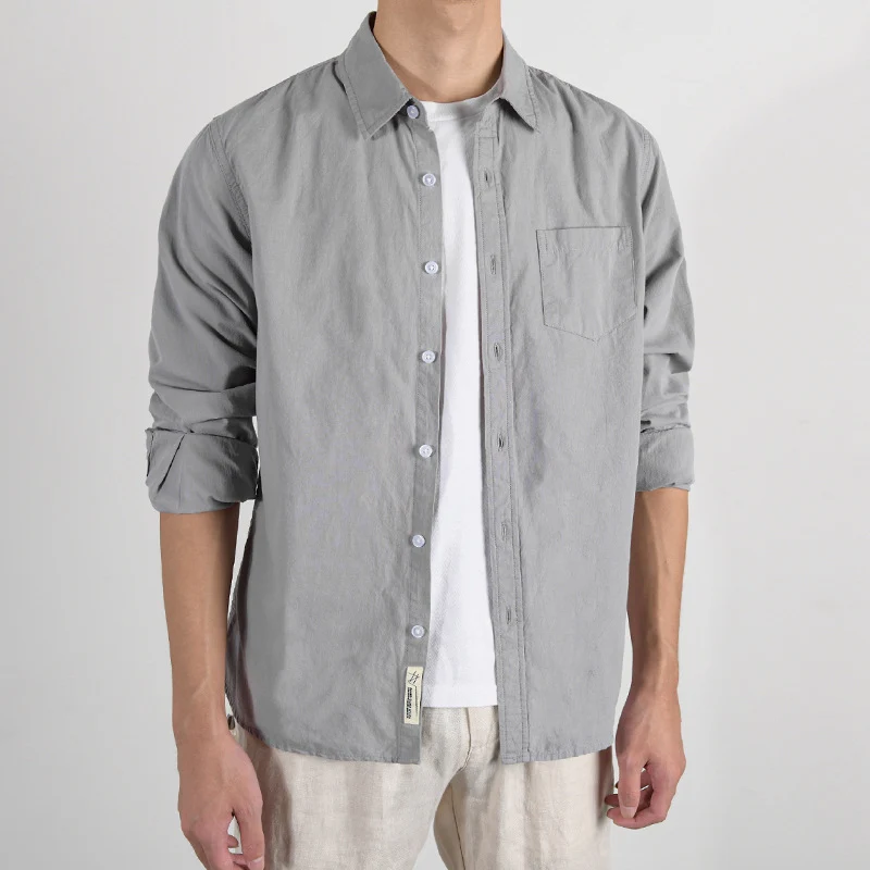 Herren Leichtes Baumwoll‑Leinen Overshirt mit Brusttasche und Relaxed‑Fit Drune