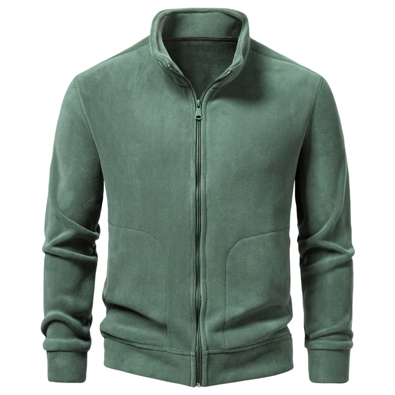 Herren Slim-Fit Fleecejacke mit Stehkragen, durchgehendem Reißverschluss und Eingrifftaschen Drune