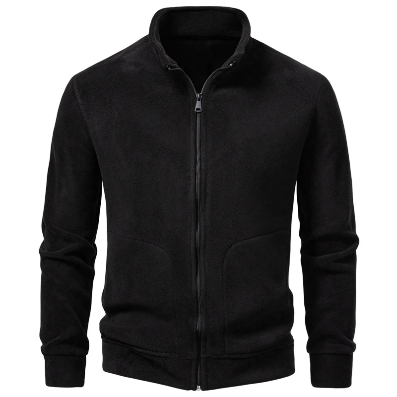 Herren Slim-Fit Fleecejacke mit Stehkragen, durchgehendem Reißverschluss und Eingrifftaschen Drune