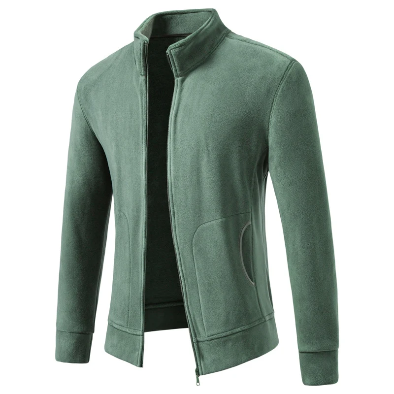 Herren Slim-Fit Fleecejacke mit Stehkragen, durchgehendem Reißverschluss und Eingrifftaschen Drune