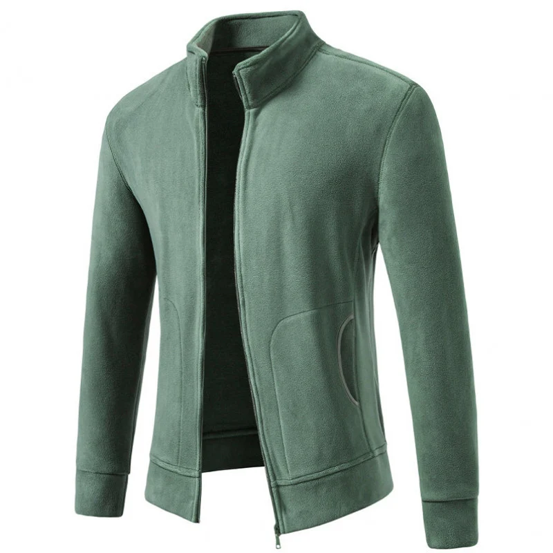 Herren Slim-Fit Fleecejacke mit Stehkragen, durchgehendem Reißverschluss und Eingrifftaschen Drune