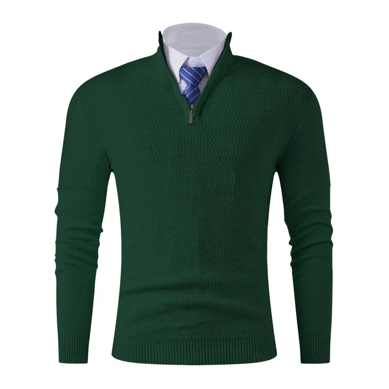 Herren Slim-Fit Feinstrickpullover mit Halbzip und strukturierter Wellenoptik Drune
