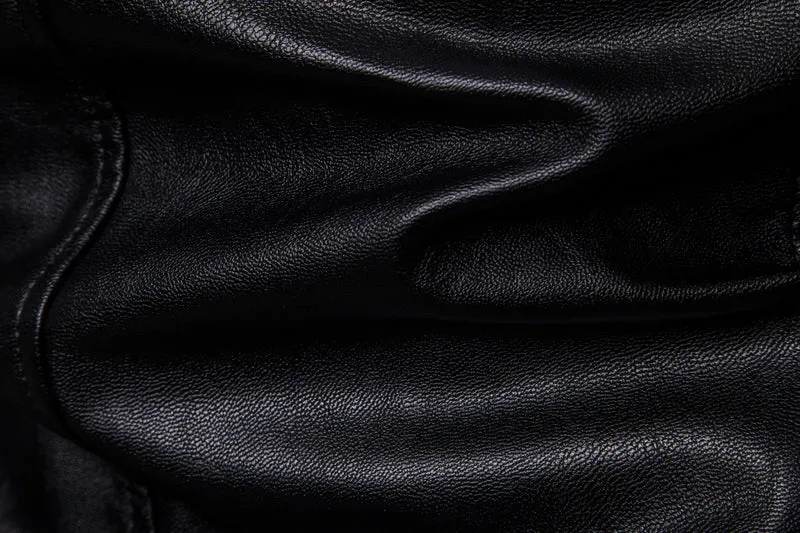 Herren Slim-Fit Biker-inspirierte Kunstlederjacke mit Stehkragen und minimalistischer Nahtführung Drune