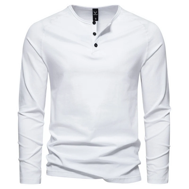 Herren Slim-Fit Baumwoll-Mix Henleyshirt mit Knopfleiste Drune