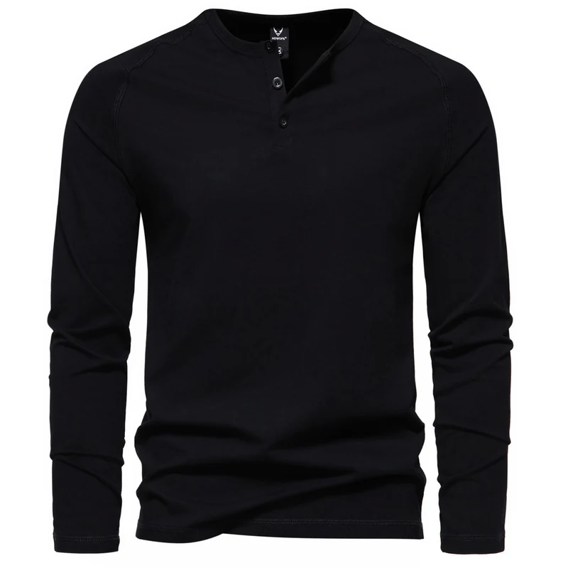 Herren Slim-Fit Baumwoll-Mix Henleyshirt mit Knopfleiste Drune