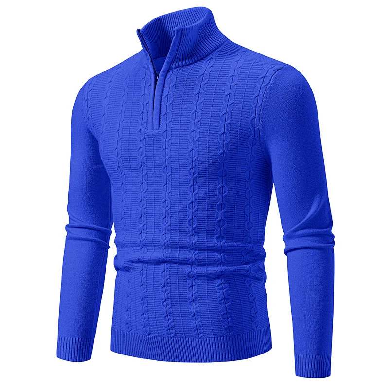 Herren Schmaler Halbzip-Zopfmuster-Pullover mit Thermo-Feinstrick und Rippsaum Drune