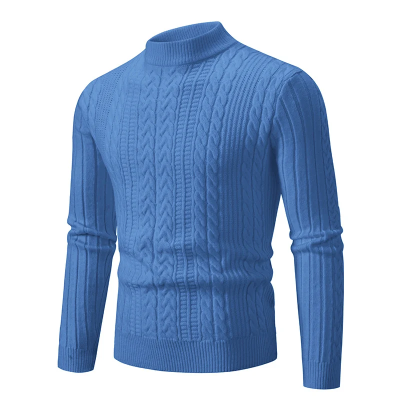 Herren Schmal geschnittener Mockneck-Zopfmusterpullover aus thermoregulierendem Feinstrick Drune