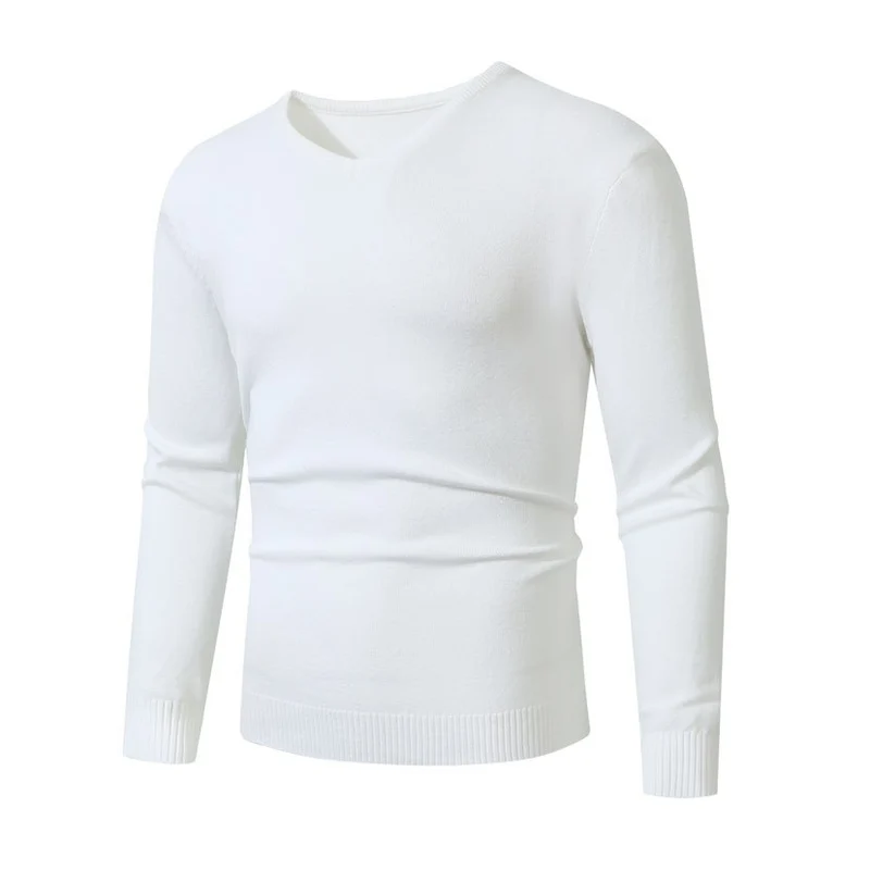 Herren Schmal geschnittener Feinstrick‑V‑Neck-Pullover mit Rippbund und atmungsaktiver Baumwollmischung Drune