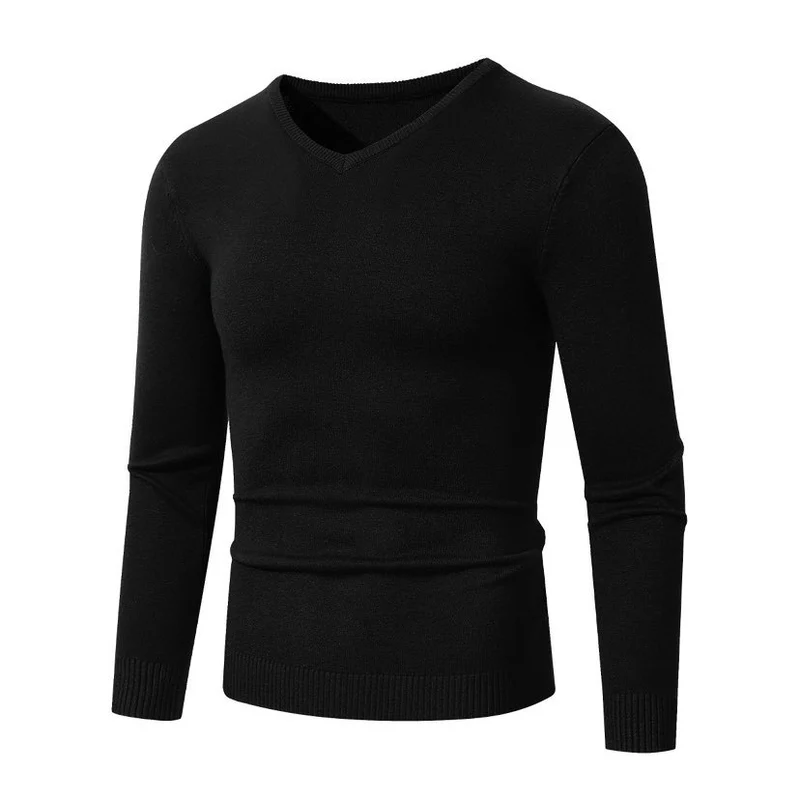 Herren Schmal geschnittener Feinstrick‑V‑Neck-Pullover mit Rippbund und atmungsaktiver Baumwollmischung Drune