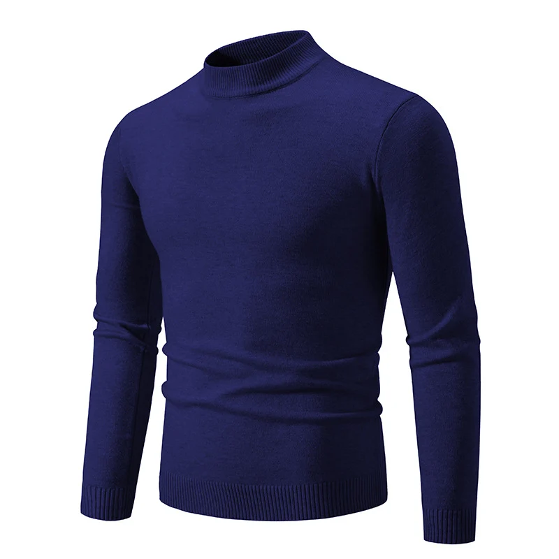 Herren Schmal geschnittener Feinstrick‑Mockneck‑Pullover mit geripptem Kragen und Saum Drune