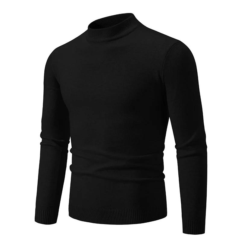 Herren Schmal geschnittener Feinstrick‑Mockneck‑Pullover mit geripptem Kragen und Saum Drune