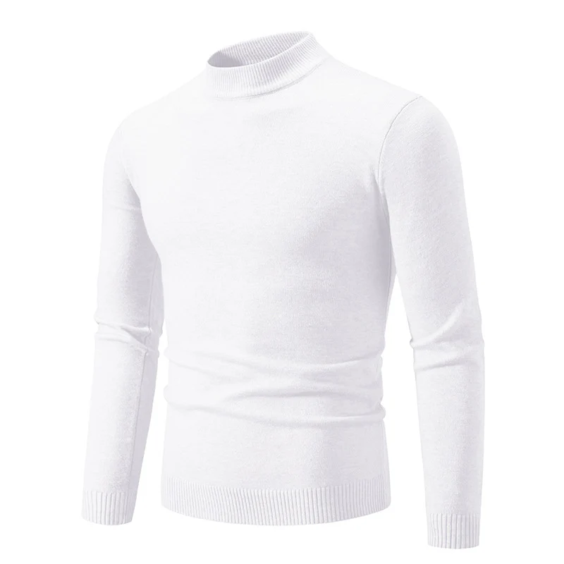 Herren Schmal geschnittener Feinstrick‑Mockneck‑Pullover mit geripptem Kragen und Saum Drune