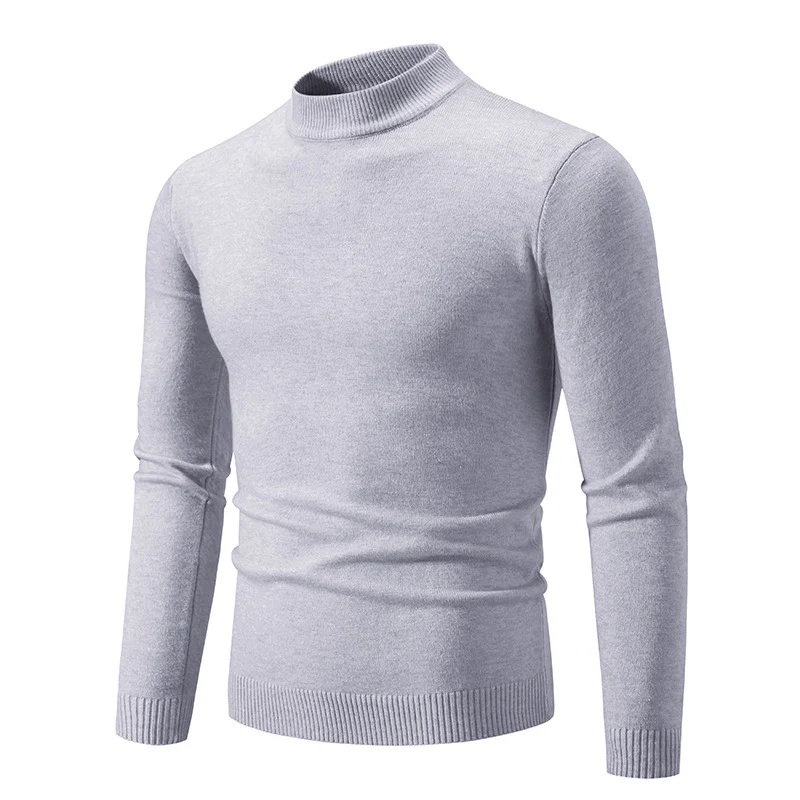 Herren Schmal geschnittener Feinstrick‑Mockneck‑Pullover mit geripptem Kragen und Saum Drune