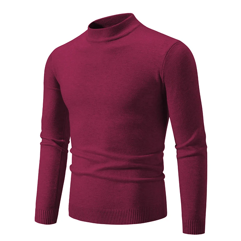 Herren Schmal geschnittener Feinstrick‑Mockneck‑Pullover mit geripptem Kragen und Saum Drune