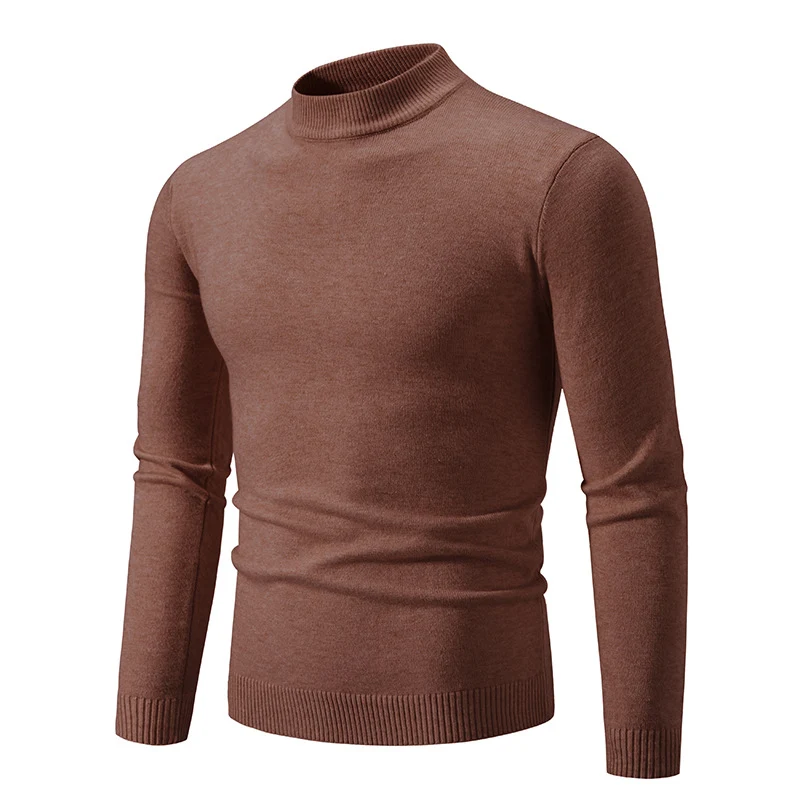 Herren Schmal geschnittener Feinstrick‑Mockneck‑Pullover mit geripptem Kragen und Saum Drune