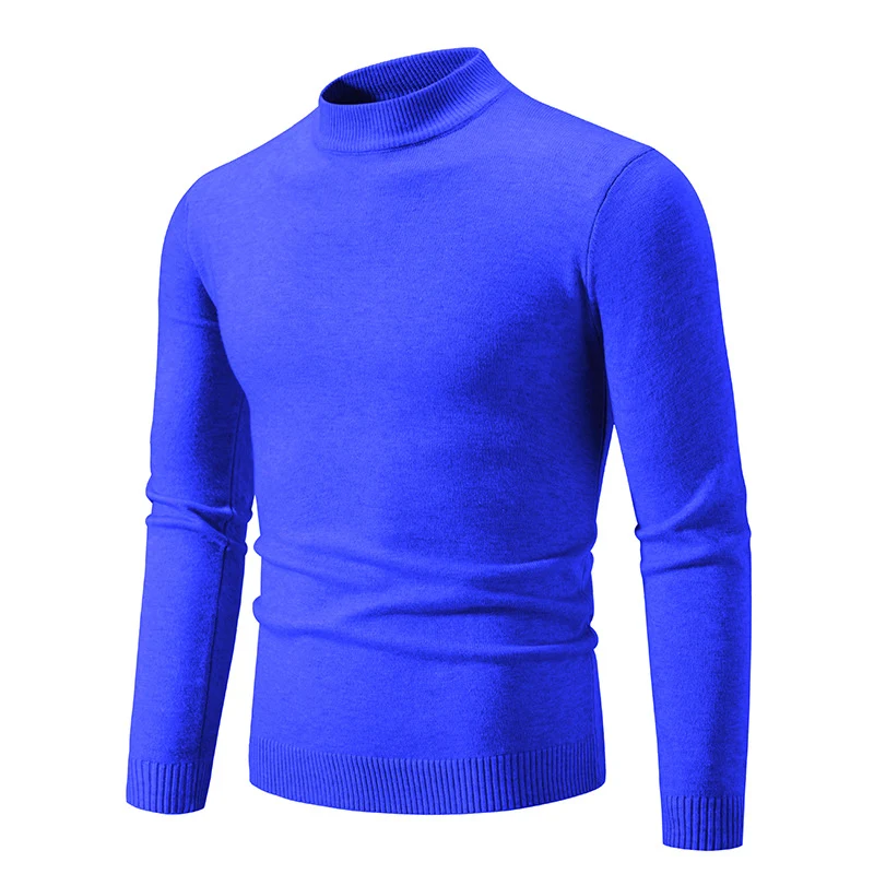 Herren Schmal geschnittener Feinstrick‑Mockneck‑Pullover mit geripptem Kragen und Saum Drune