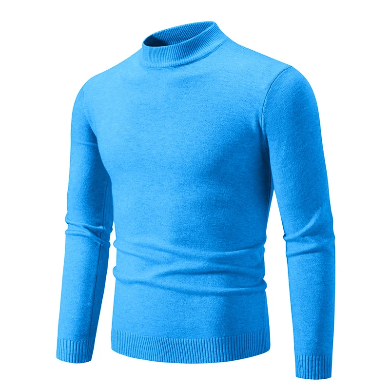Herren Schmal geschnittener Feinstrick‑Mockneck‑Pullover mit geripptem Kragen und Saum Drune