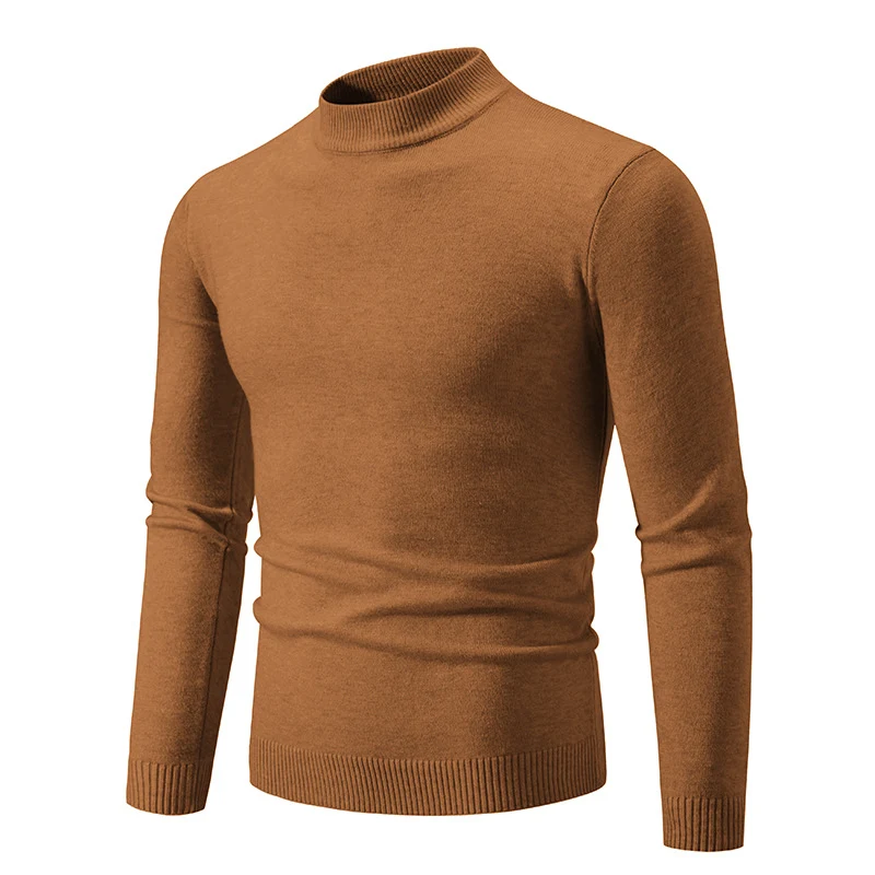 Herren Schmal geschnittener Feinstrick‑Mockneck‑Pullover mit geripptem Kragen und Saum Drune