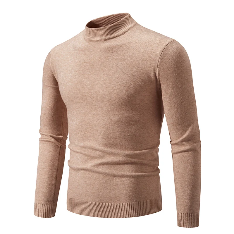 Herren Schmal geschnittener Feinstrick‑Mockneck‑Pullover mit geripptem Kragen und Saum Drune