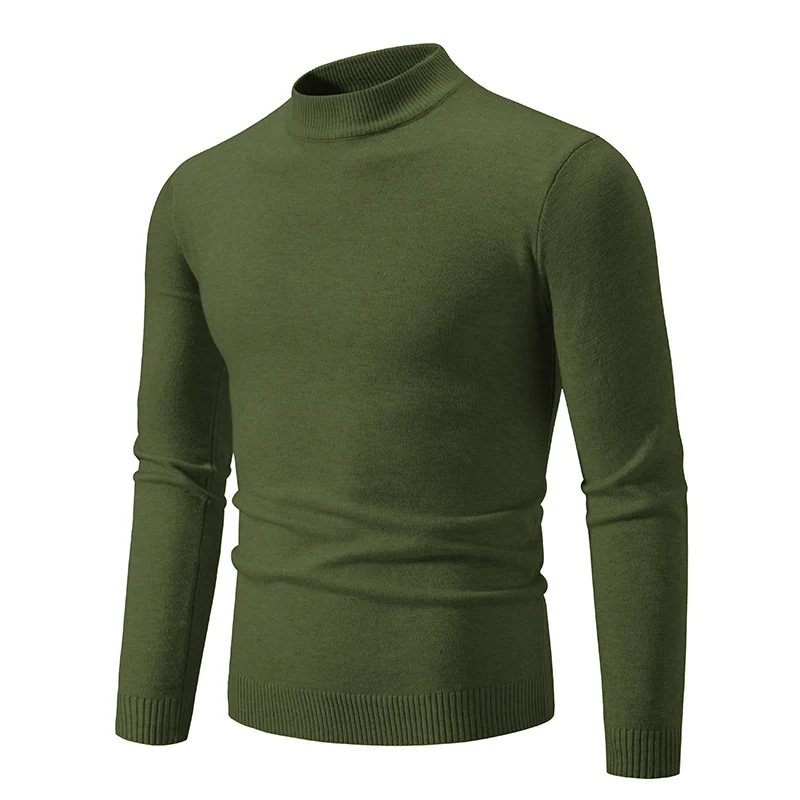 Herren Schmal geschnittener Feinstrick‑Mockneck‑Pullover mit geripptem Kragen und Saum Drune