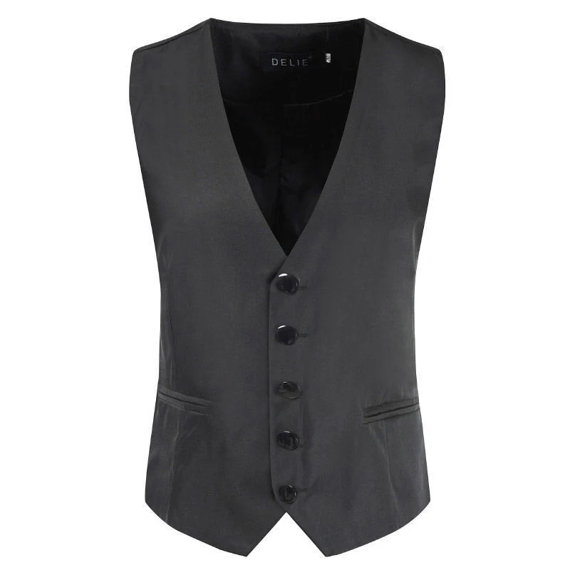 Herren Satin-Smokingsweste mit taillierter Passform, V-Ausschnitt und eleganter Knopfleiste Drune