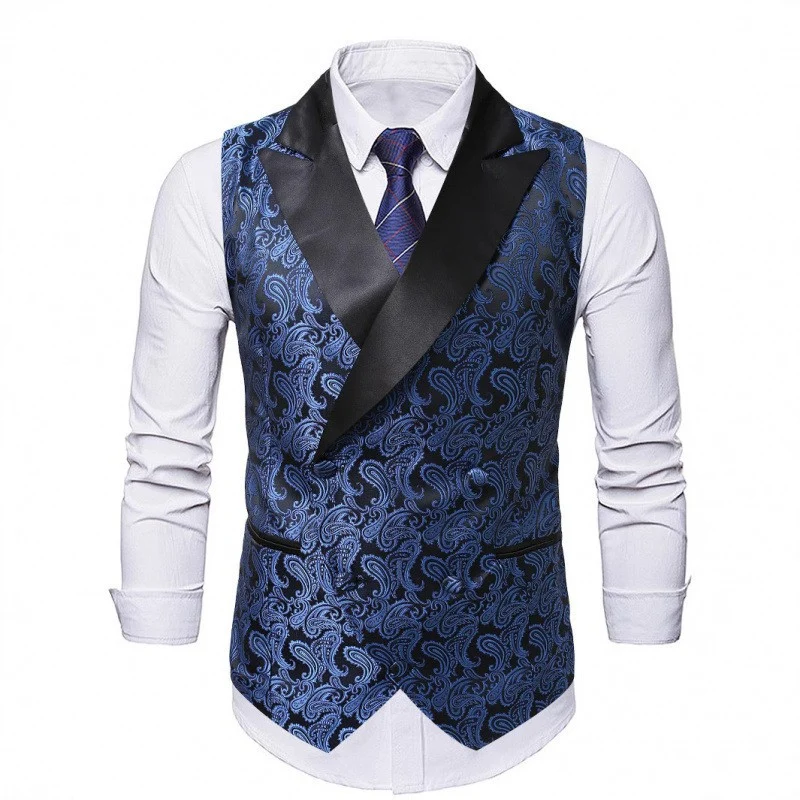 Herren Satin-Paisley-Weste mit Schalkragen und tailliertem Smoking-Look Drune
