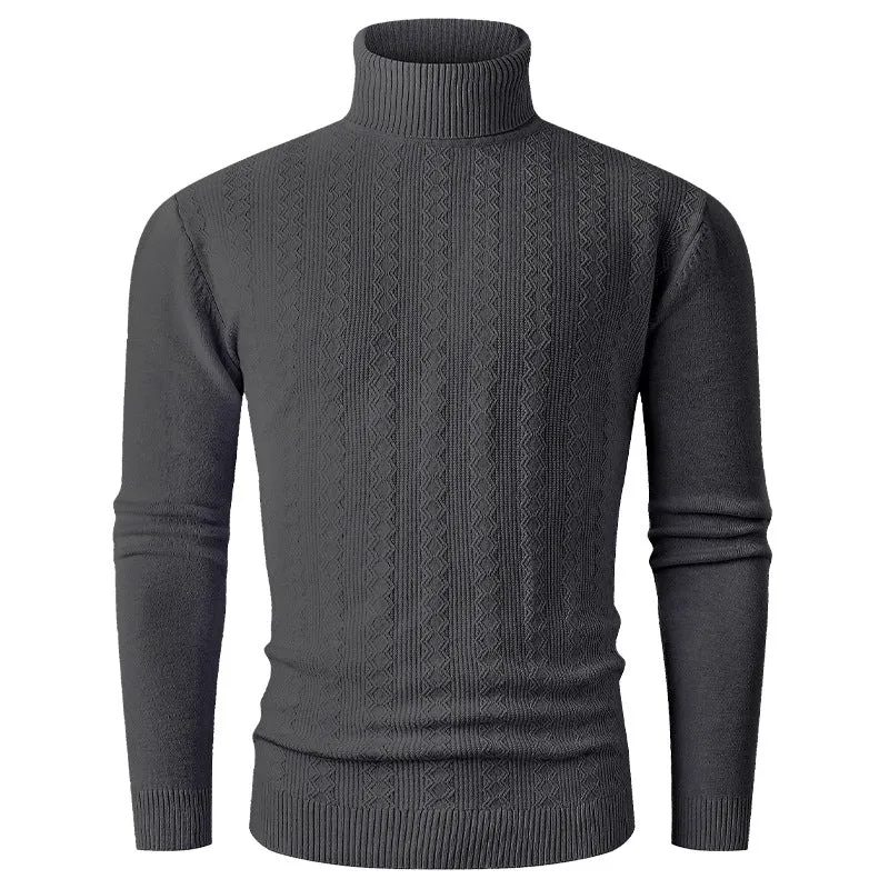 Herren Rollkragenpullover aus Feinstrick mit Zopfmuster und schmaler Silhouette Drune