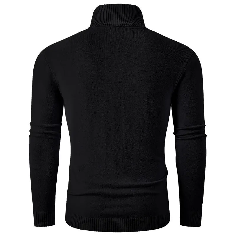 Herren Rollkragenpullover aus Feinstrick mit strukturiertem Jacquardmuster und tailliertem Schnitt Drune