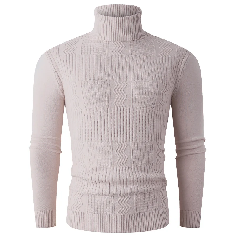 Herren Rollkragenpullover aus Feinstrick mit strukturiertem Jacquardmuster und tailliertem Schnitt Drune