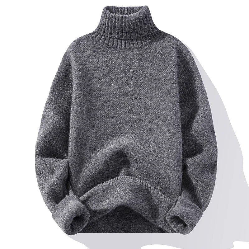 Herren Rollkragenpullover aus Bouclé-Feinstrick mit gerippten Bündchen Drune