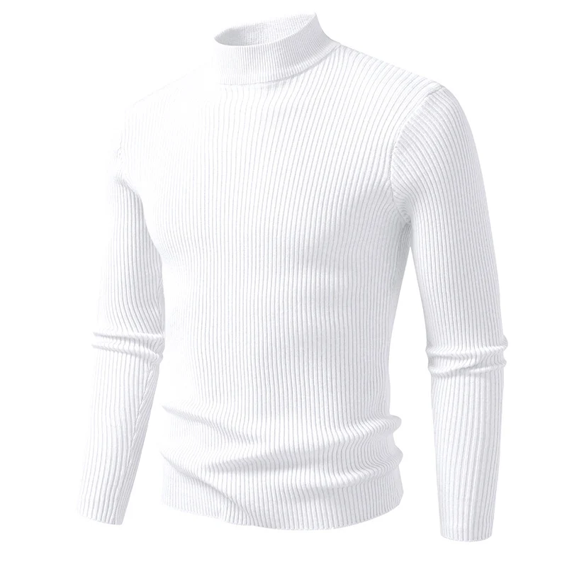 Herren Rippstrick-Mockneck-Pullover schmaler Schnitt thermischer Feinstrick Drune
