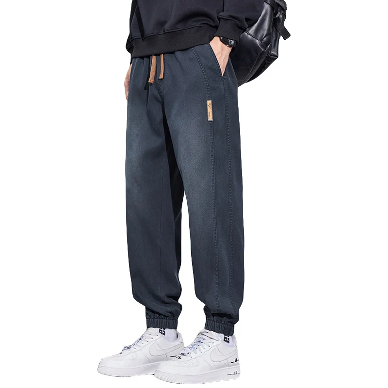 Herren Relaxed-Fit Jogginghose im Denim‑Look mit elastischem Bund, Tunnelzug und geripptem Beinabschluss Drune