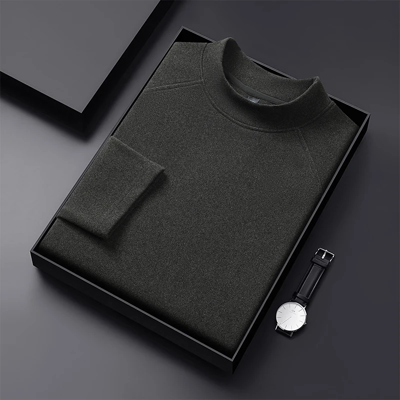 Herren Premium-Mockneck-Pullover aus feinem Woll-Mix mit Raglanärmeln Drune