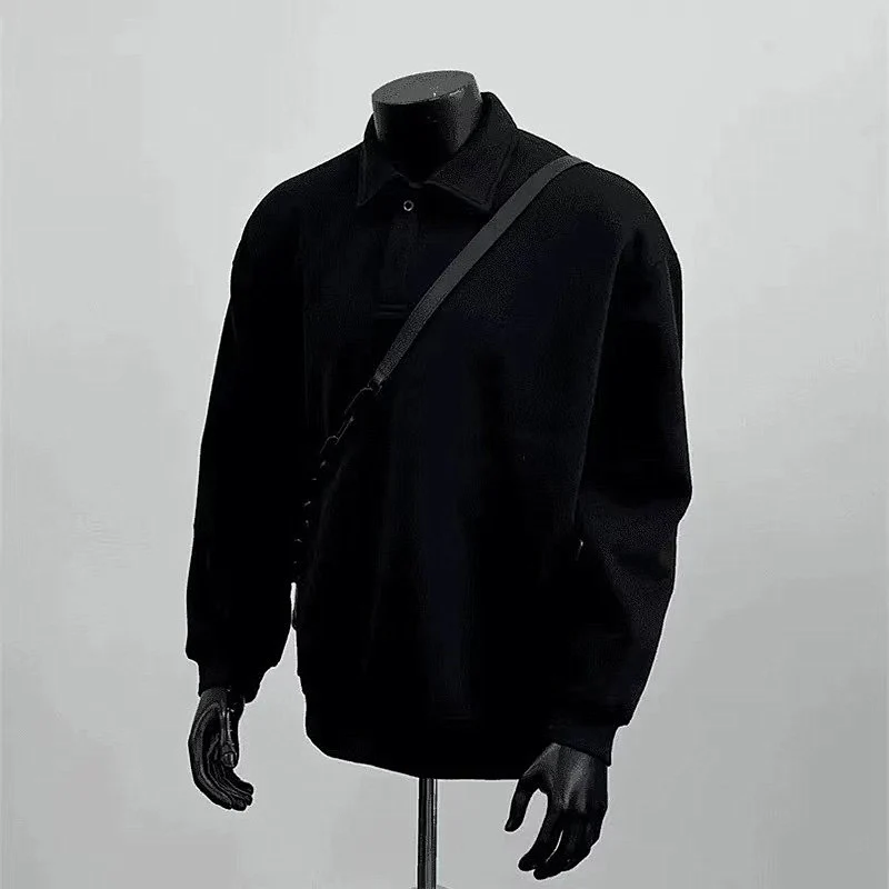 Herren Poloshirt-Sweatshirt mit Hemdkragen und Oversize-Schnitt Drune